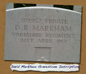 D.R.Markham Gravestone Inscription