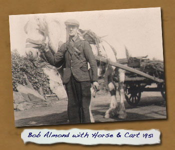 Bob Almond with Horse & Cart 1951
- Click On This for Larger Image
   (Opens in New Window)
