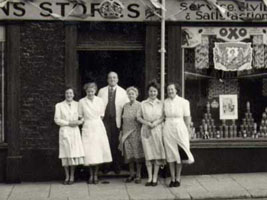 Photo 4 - Outside Buxton's Store: June Walker, ??, Sid Buxton, Sid’s Mother, Miss Burns, Vi Russel