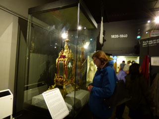 Photo 16  - York trip - Castle Museum - Sheila Nicholson - pondering how big a mantlepiece you would need for this clock?