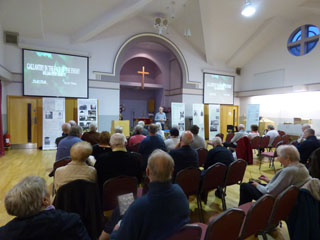 Photo 16  - 2017 William Short VC Film Preview - After the Film Showing - John Richardson (Group Chairman) Expresses Thanks - and Audience Show Their Appreciation