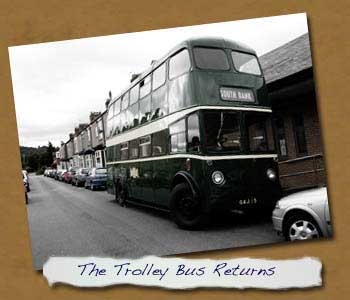 Trolley-bus Returns to Normanby 2007 Tom Demos Use of Pole
	Click On This for Larger Image (Opens in New Window)
