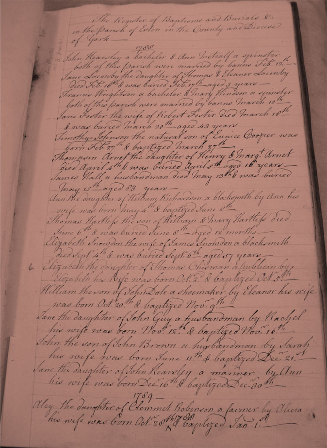 St Helens Parish Registers 1788 First Page